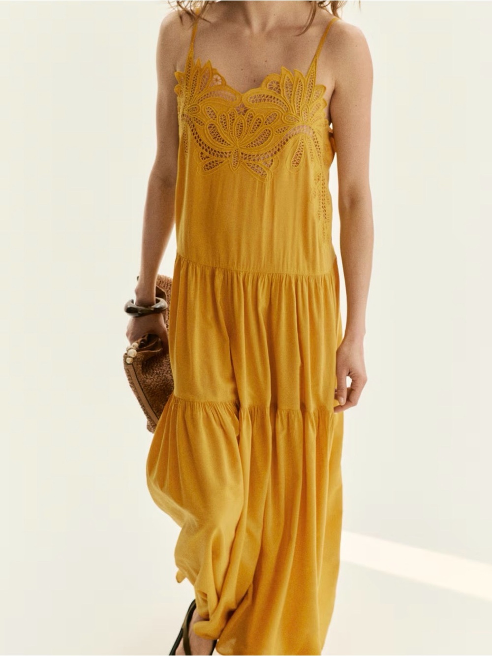Hm embroidered tiered dress